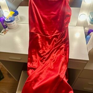Elegant Red Satin Mini Dress